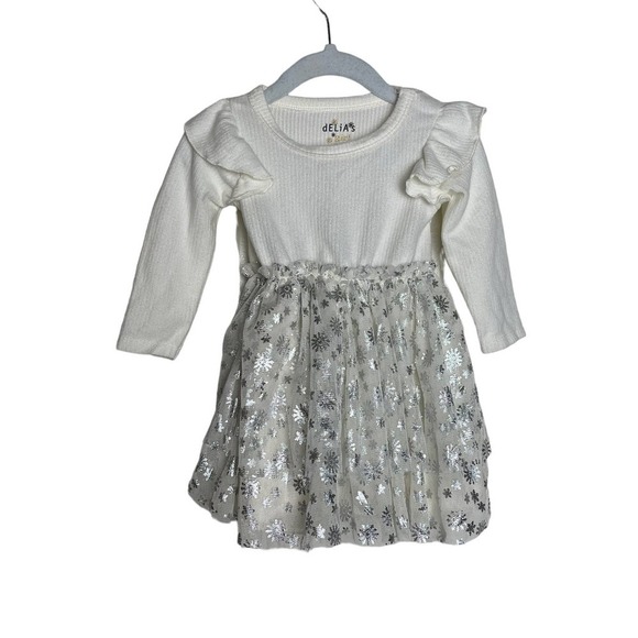 dELiAs girl White Snowflake Tulle Infant Dress Size 18 Months - Picture 1 of 5